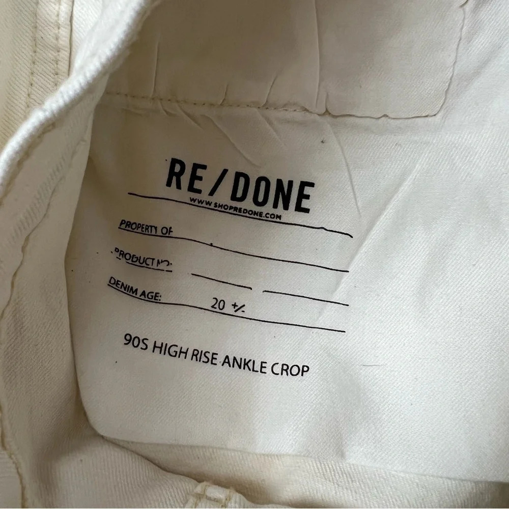 RE/DONE 90s High Rise Ankle Crop Jeans Vintage White Denim Casual Women’s 30 - Picture 9 of 12